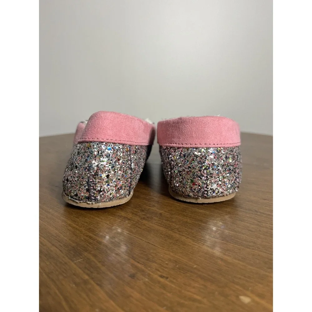 Lands End Kids Youth‎ Pattern Moccasin Slippers Multi Glitter Pink Sparkle Sz 3